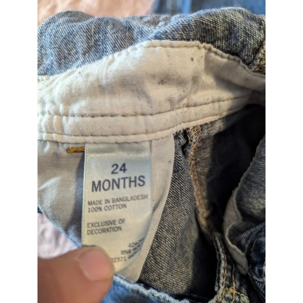 OshKosh B'gosh Toddler Unisex Solid Denim‎ Overalls 24 Months Blue Carpenter Bib